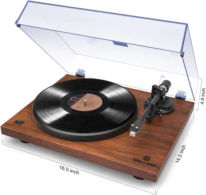 AngelsHornAngels Horn H002BT-OR Vintage Wooden Bluetooth Turntable 
