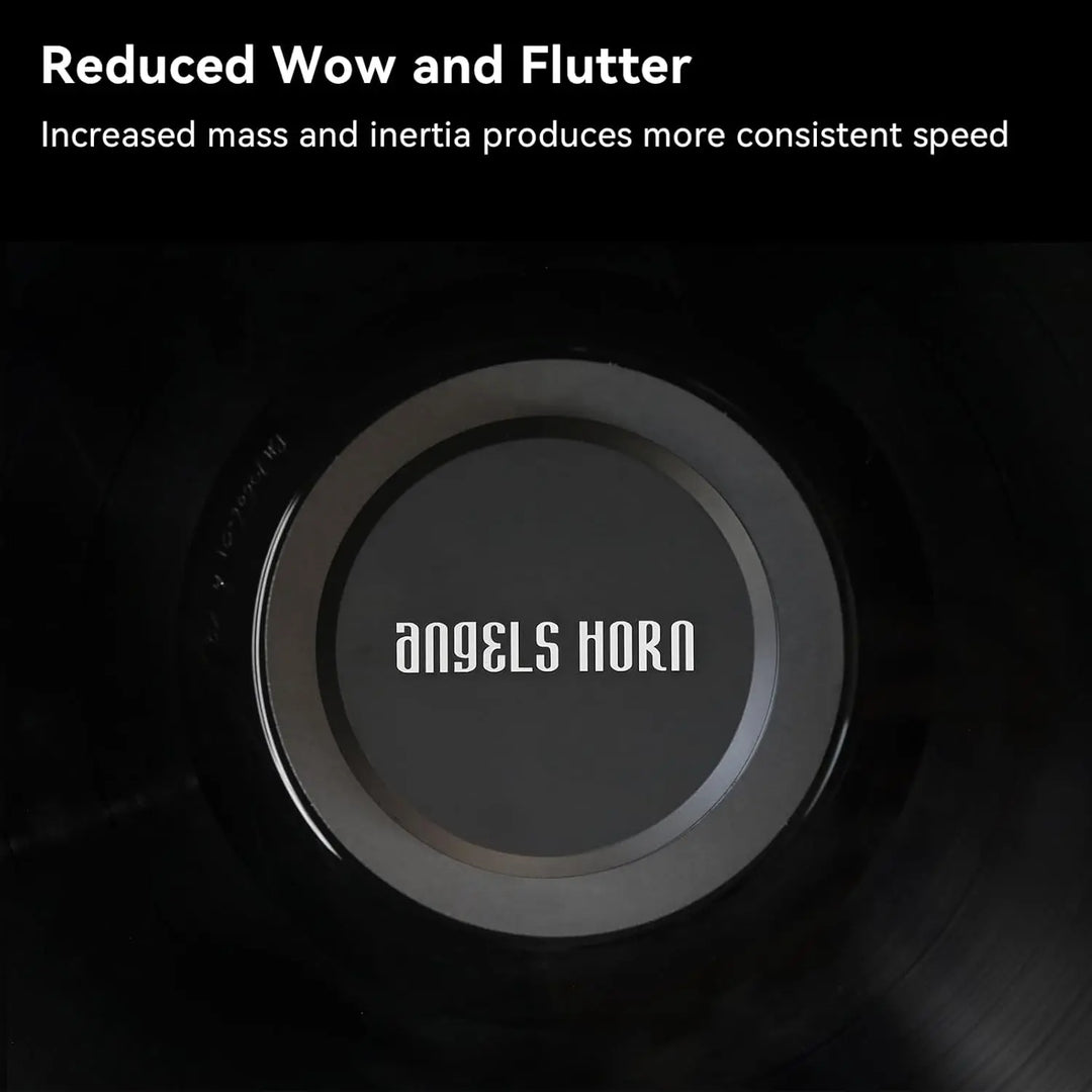 Angels Horn  HiFi Vinyl Record Weight Stabilizer High Mass 303 gram Aluminum LP Disc Turntable Accessory with Oxide plating layer and  Protective Leather Pad for Vibration Damping Angels Horn
