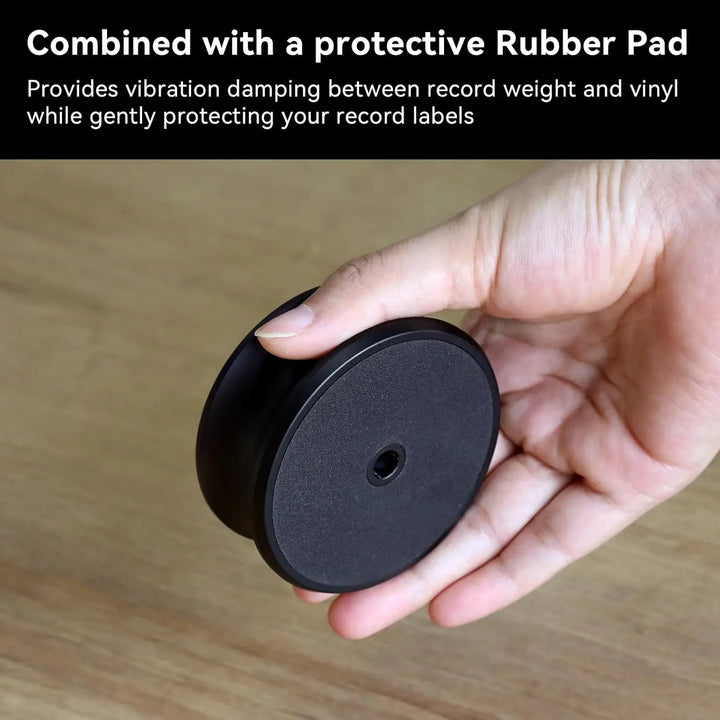 Angels Horn  HiFi Vinyl Record Weight Stabilizer High Mass 303 gram Aluminum LP Disc Turntable Accessory with Oxide plating layer and  Protective Leather Pad for Vibration Damping Angels Horn