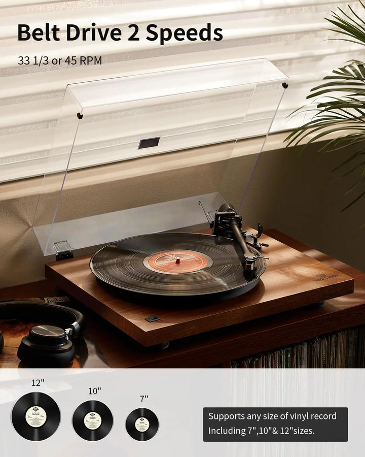 AngelsHornAngels Horn H002BT-OR Vintage Wooden Bluetooth Turntable 